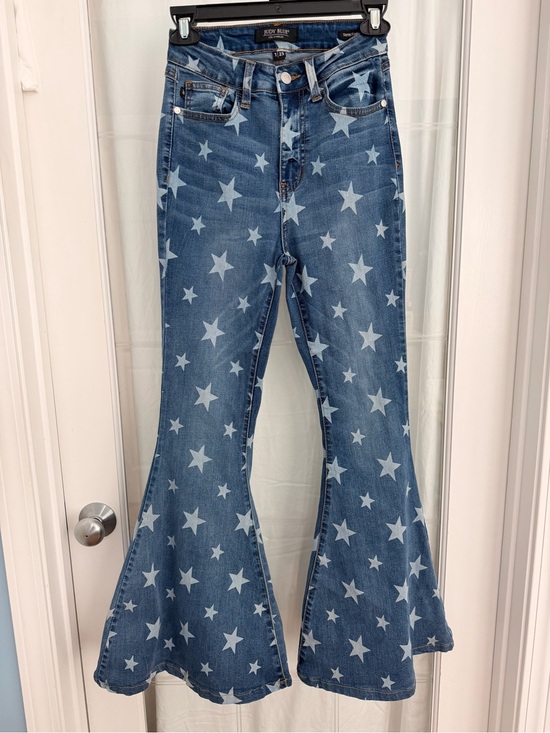 Judy Blue Denim - Judy Blue super flare hi-rise star print denim jeans size 1/25 hemmed